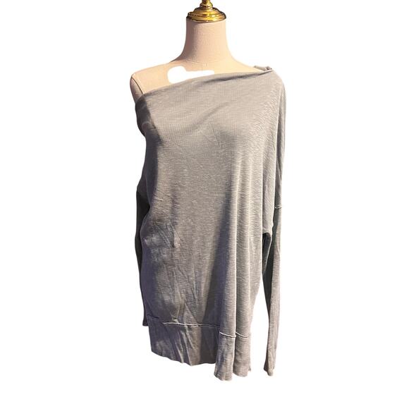 We the Free Get Together Gray Long Sleeve Off Shoulder Shirt. Size Small - Picture 1 of 7